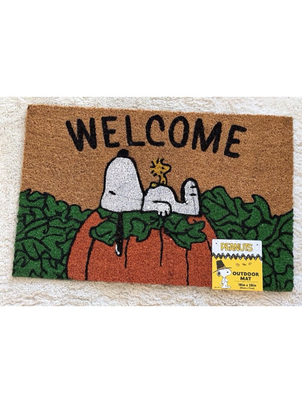 Peanuts Snoopy Woodstock Pumpkin Autumn Fall Outdoor Coir Door Mat 18” X 28” NEW